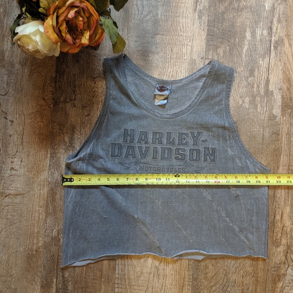 Harley Davidson Distressed Cropped Raw size Large - Picture 5 of 6